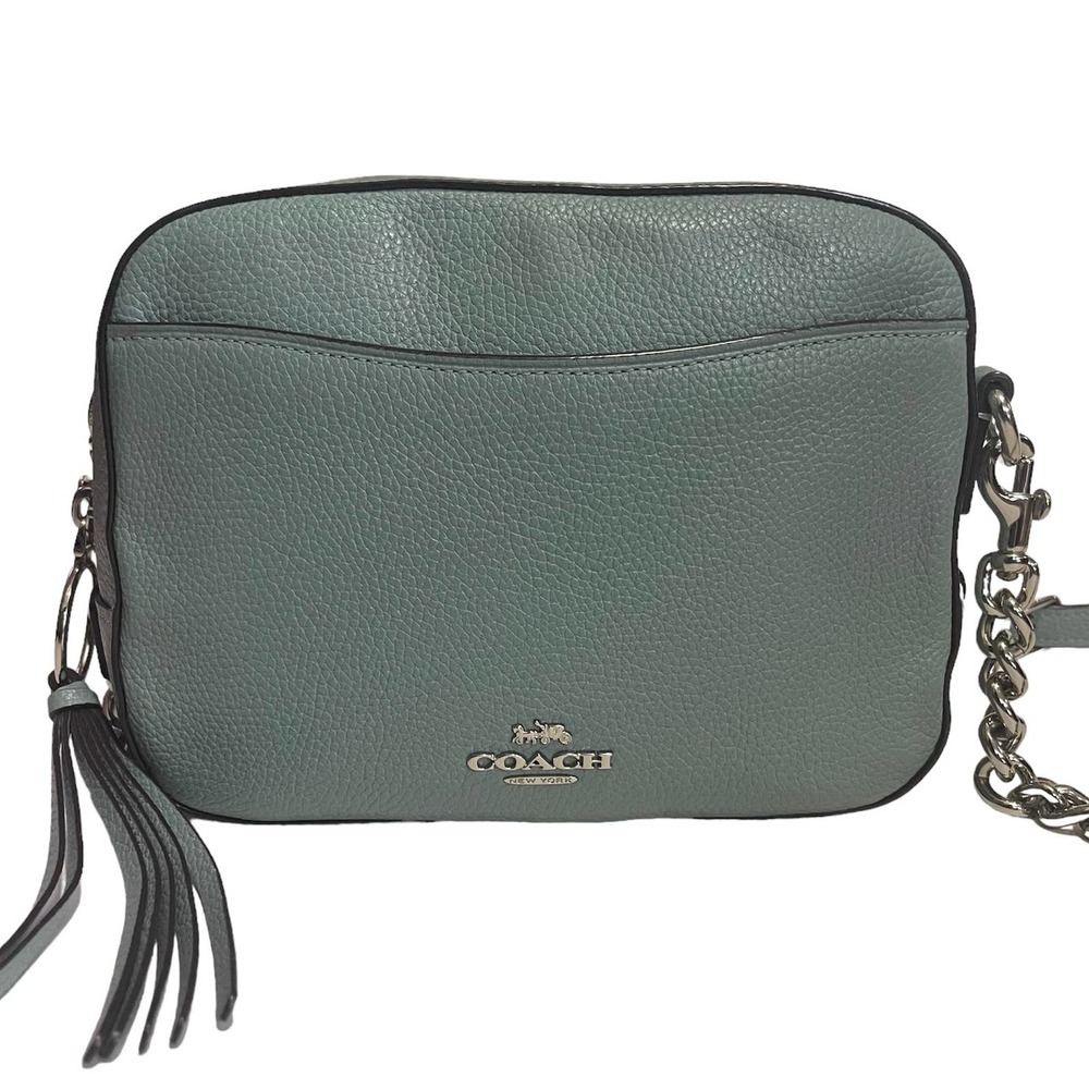 Authentic Coach Teal Crossbody Purse with Detachable Chain Straps